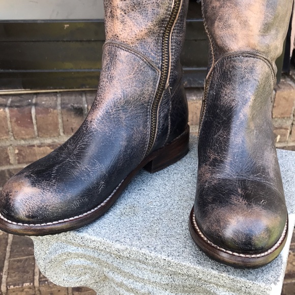 New BED|STU Brown Leather Calf Length Lace Boot - Picture 3 of 10